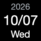 A Stream Deck key showing the date: 2026, 10/07, Wed.